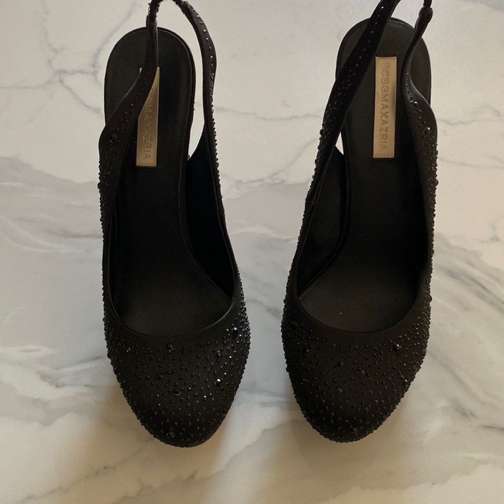 Bcbg Maxazria Black Swarovski Slingback Heels, size 8.5